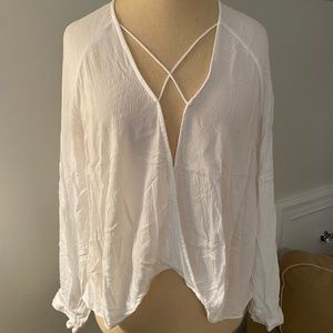 Silence+Noise White Blouse/Cover-Up Top (M)